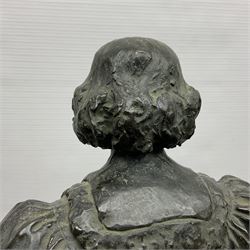 Bronze Figure of Shakespeare, standing in period robes holding a book, H62cm