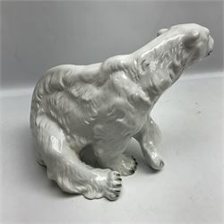 Royal Dux polar bear, with embossed pink triangle and printed mark beneath H26cm
