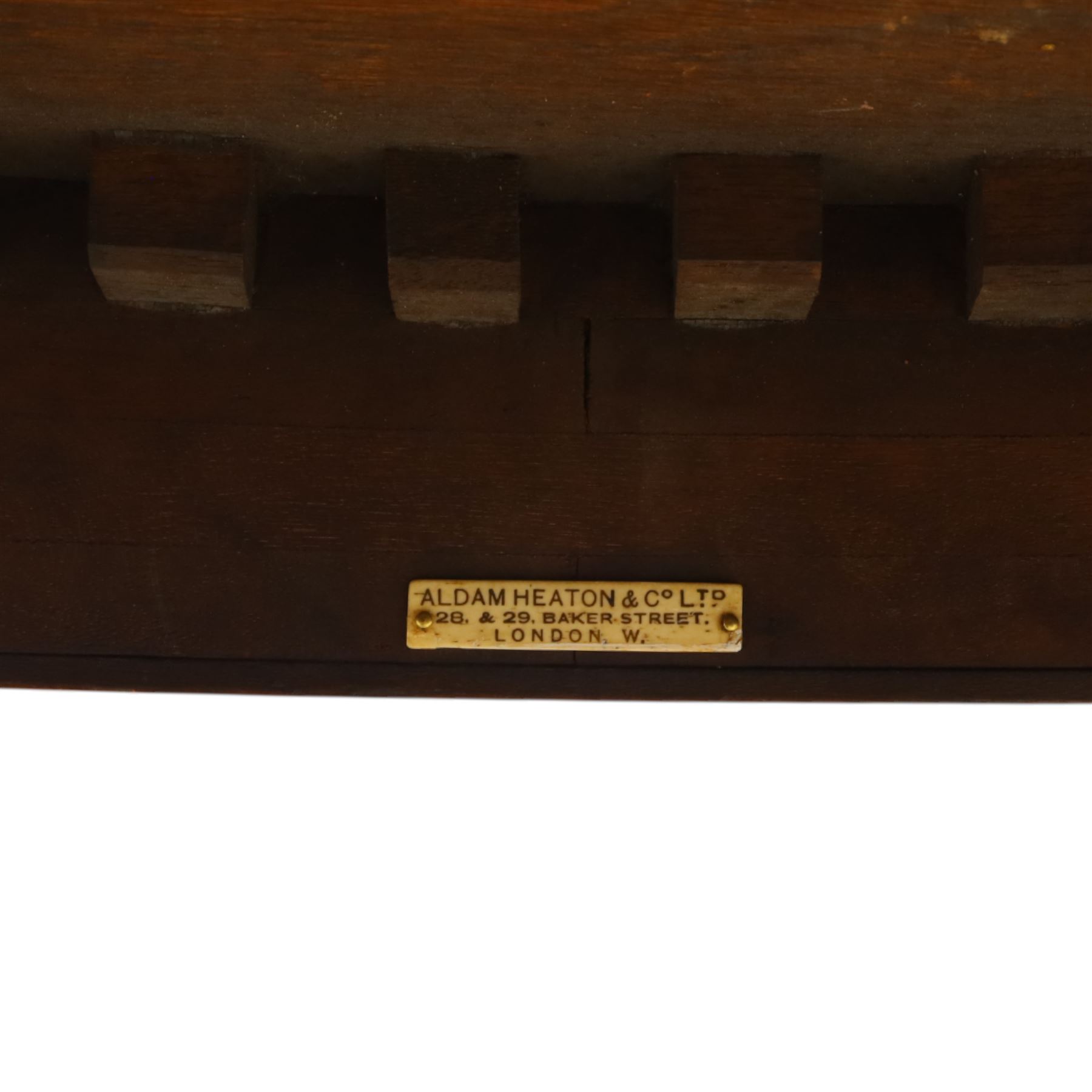 Aldam Heaton & Co (fl.1878-97) - late 19th century Sheraton revival style satinwood inlaid oval centre table, raised inlaid edge, centre with finely executed large central  inlaid medallion, surrounded by ribbon tied swags interspaced with medallions, frieze with rectangular symmetrical panels of foliate sprays of acanthus leaves, raised on four square section tapering legs with cavetti shaped shoulders with stringing on brass bulb feet, underside with bone plaque signed Aldam Heaton & Co, Baker St, London