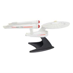 Two Paramount Pictures Star Trek die cast models, comprising USS Enterpirse NCC-1701-D and 25th Anniversary Edition USS Enterprise NCC-1701, both with stands