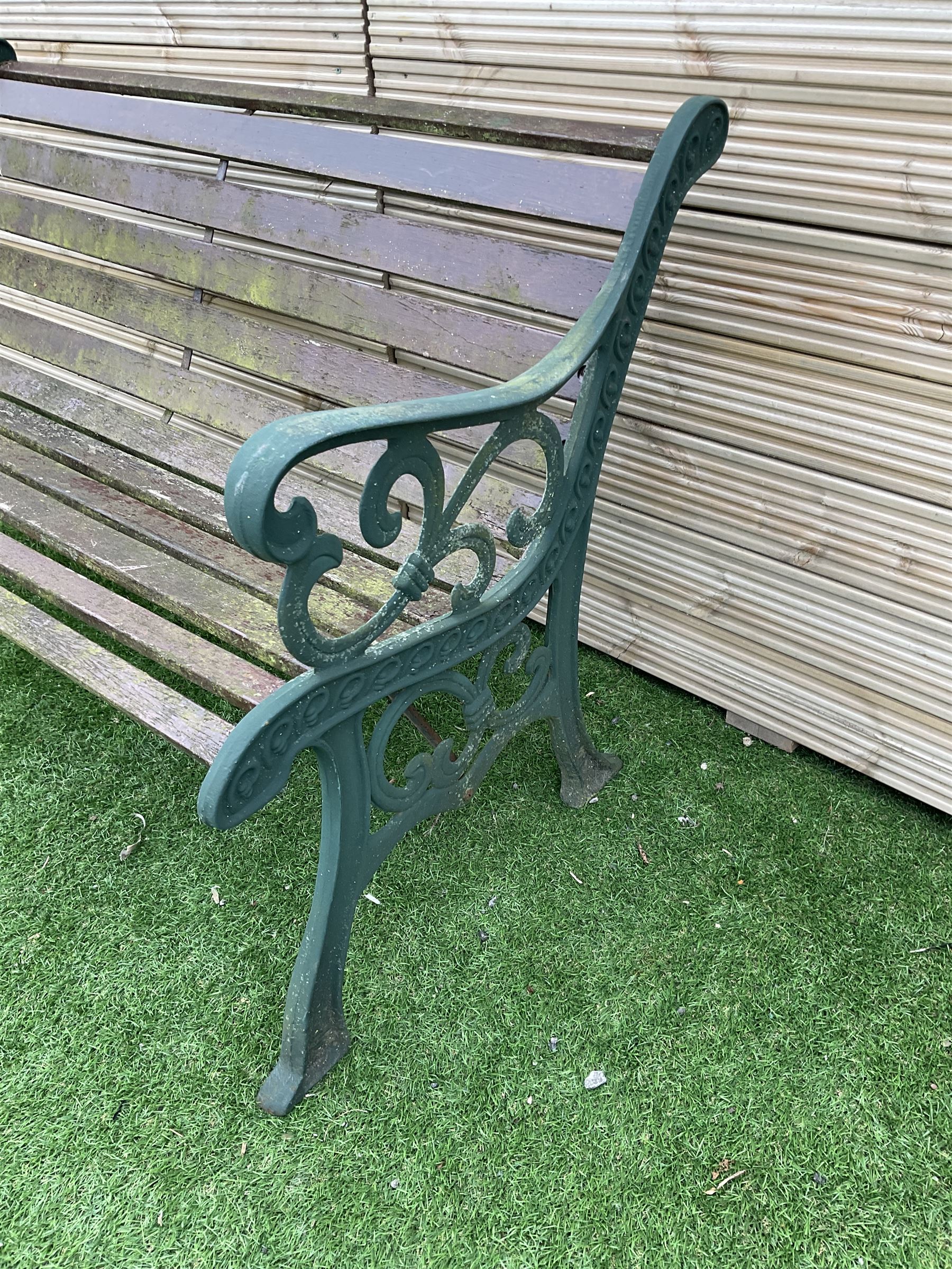 Cast metal and wood slatted garden bench - THIS LOT IS TO BE COLLECTED BY APPOINTMENT FROM DUGGLEBY STORAGE, GREAT HILL, EASTFIELD, SCARBOROUGH, YO11 3TX