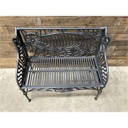 Richard Bawden (1936-2024); - Cat design painted cast iron garden bench