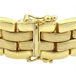 18ct gold brushed and bright polished curved brick link bracelet, stamped 750