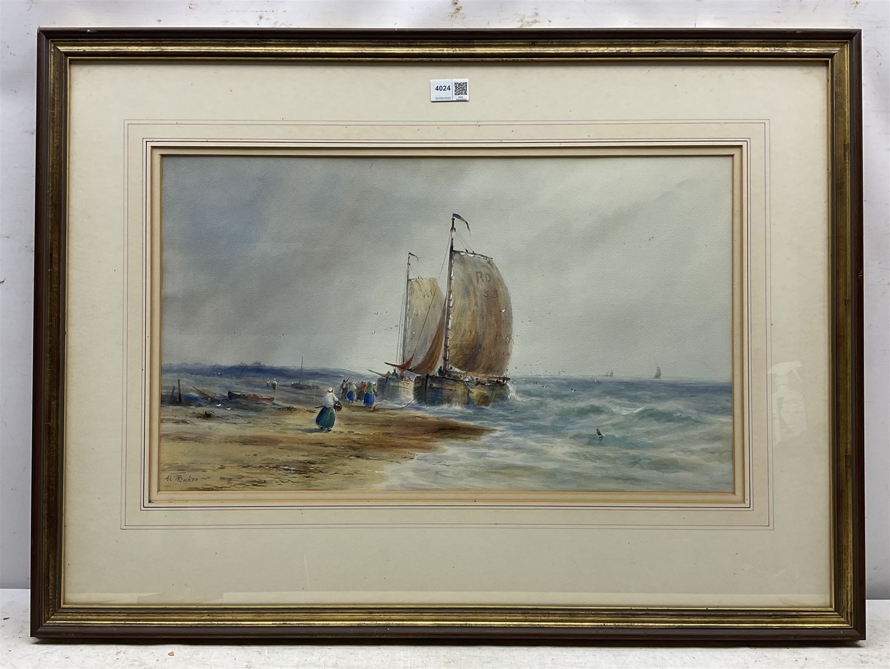J Lockhart Barker (British 19th exh.1898-1930): Rothesay Fishing Boats off the Scottish Coast, watercolour signed 35cm x 59cm