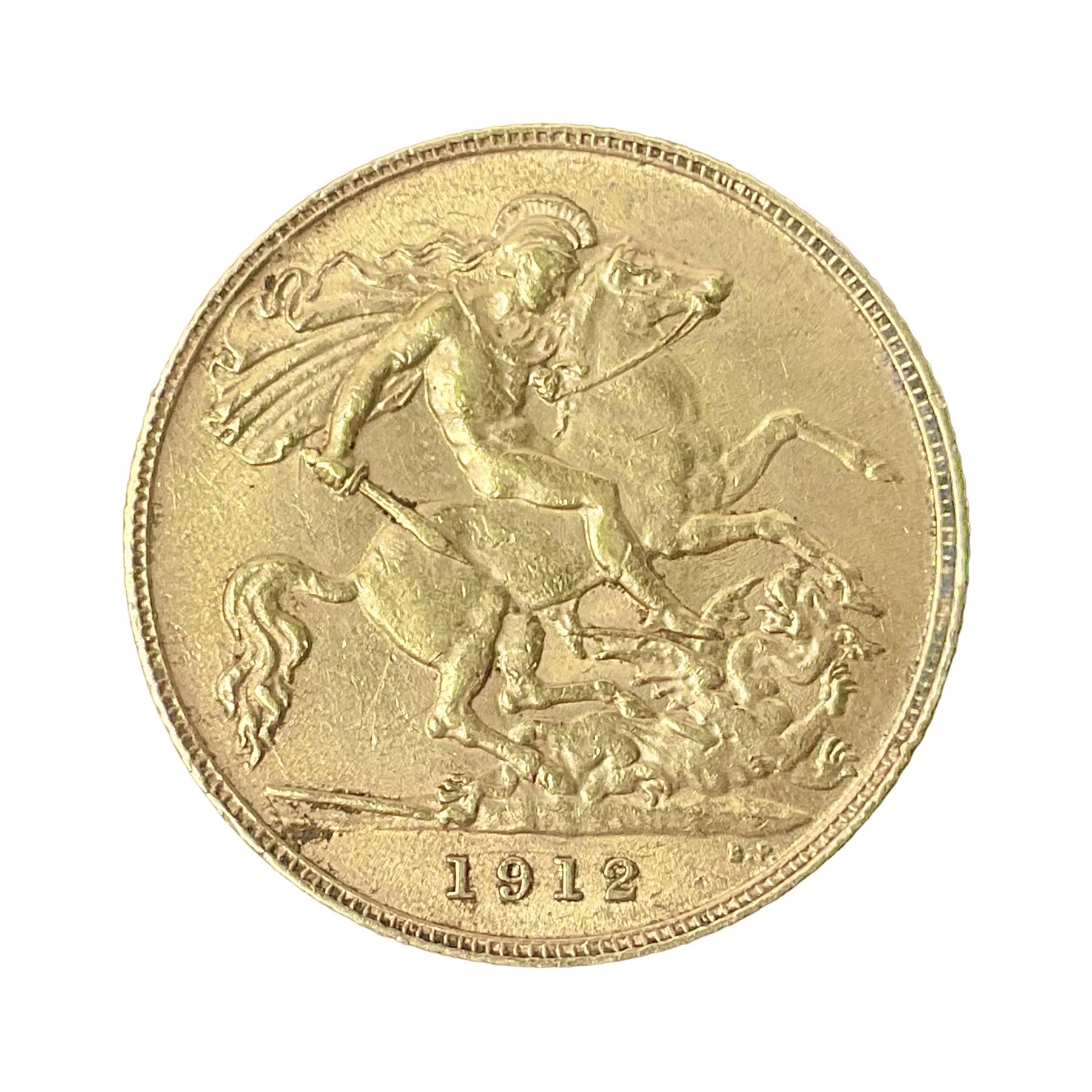King George V 1912 gold half sovereign coin