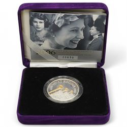 Four The Royal Mint United Kingdom silver proof five pound coins or sets, comprising 1990 '90th Birthday, 2005 '200th Anniversary Nelson Trafalgar' two-coin piedfort set, 2006 'Her Majesty Queen Elizabeth II Eightieth Birthday' piedfort and 2007 'Diamond Wedding', all cased with certificates