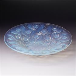Lalique opalescent glass 'Bulbes' pattern shallow bowl marked 'R Lalique France' D25cm 