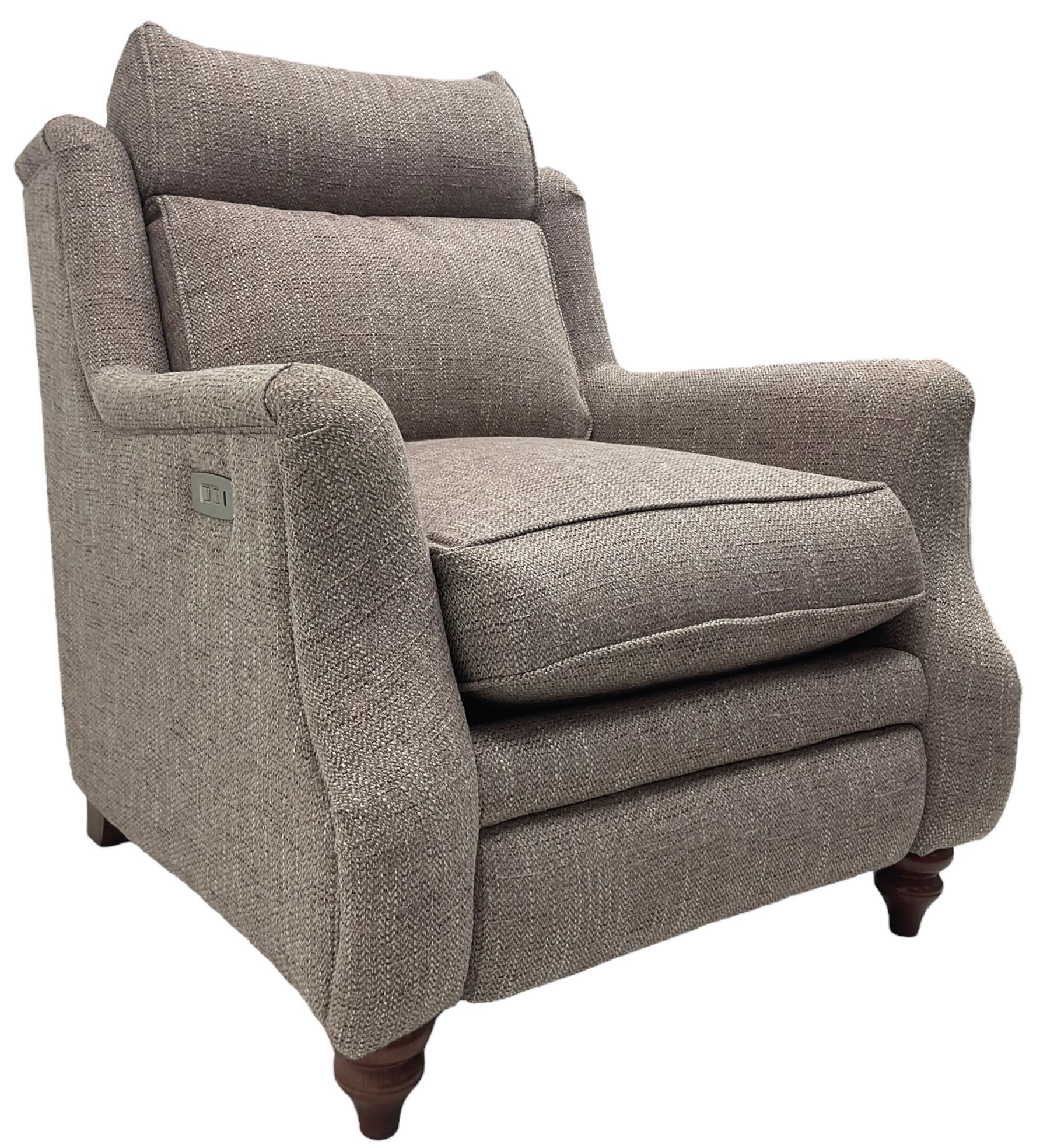 Parker knoll -  'Newbury' two-seat sofa (W148xm, H103cm, D100cm); and matching armchair with electric rising footrest (W85cm); upholstered in lavender fabric 