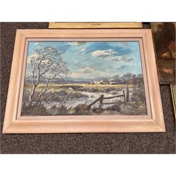Collection of oil paintings, artists including Albert Ernest Bottomley, Stephen Denison, Hermann Sandoz, H Drummond, Ainsworth, Keith Cresswell, etc (10)