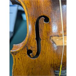 20th century violin, bearing label for Antonius and Hieronymus Amati, with bow stamped G. Werner, contained within fitted case