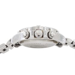 Breitling Superocean gentleman's automatic chronograph wristwatch, Ref. A133340, silvered dial with blue subsidiary seconds dials, on original stainless steel bracelet, with fold-over clasp, boxed with additional links and warranty card dated 2009