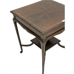 Edwardian inlaid mahogany square occasional table