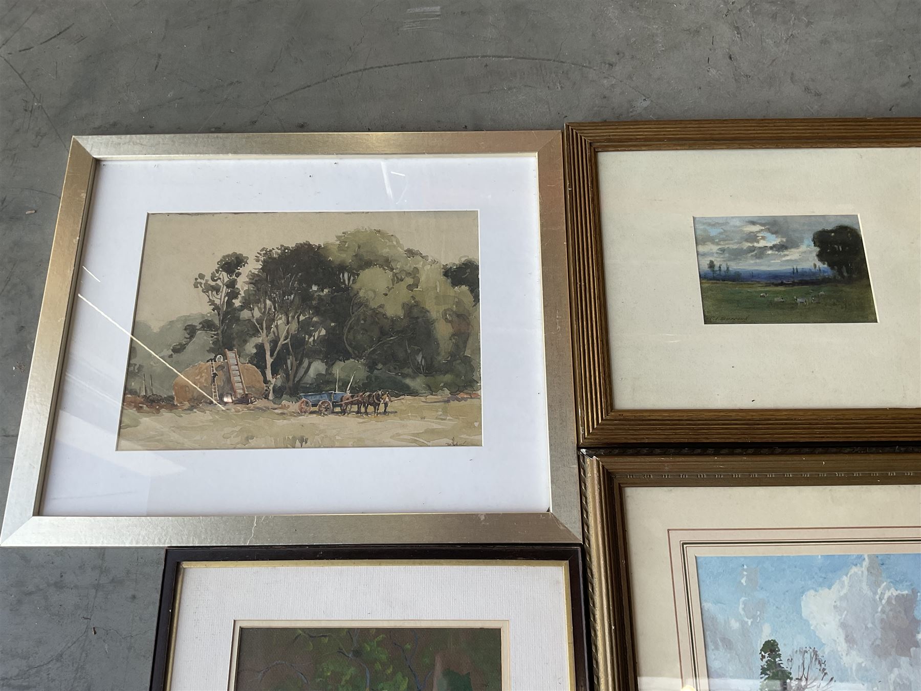 Collection of principally early 20th century watercolours and oils, artists including Charles James Barraud, Harold Wharfe, John Mackie, Tom Campbell, Gladys M Aitken, Bohuslav Barlow, Willie Stephenson, Gordon Clifford Barlow, After Albert George Stevens, Harriet Skidmore, etc