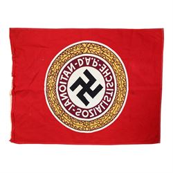 NSDAP flag, with central swastika surrounded by oak leaves, H68cm, L87cm