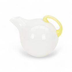 Monica Backstrom for Kosta Boda, milk glass decanter with yellow handle, H18cm