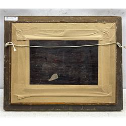 Circle of Louis Hubbard Grimshaw (British 1870-1944): Harbour by Moonlight, oil on panel signed with initials LG 19cm x 30cm 