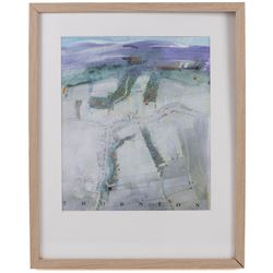 Russell Lumb (British 1946-): 'Thornton', mixed media semi-abstract map of Thornton-le-Dale titled, signed with monogram and dated '15, artist's address label verso 34cm x 29cm