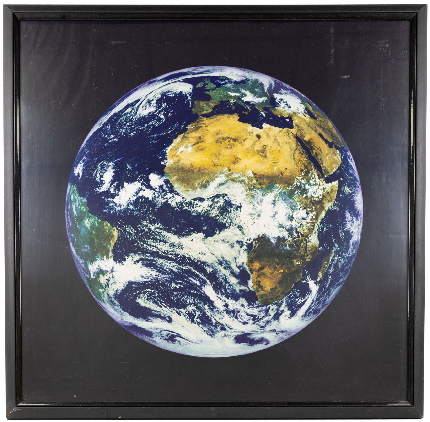 Large photographic print of the Earth taken from Space, framed, frame H95cm

Notes: This item is from the private collection of Arthur C. Clarke's brother.