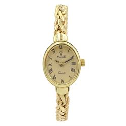 Vince 14ct gold ladies quartz wristwatch, hallmarked