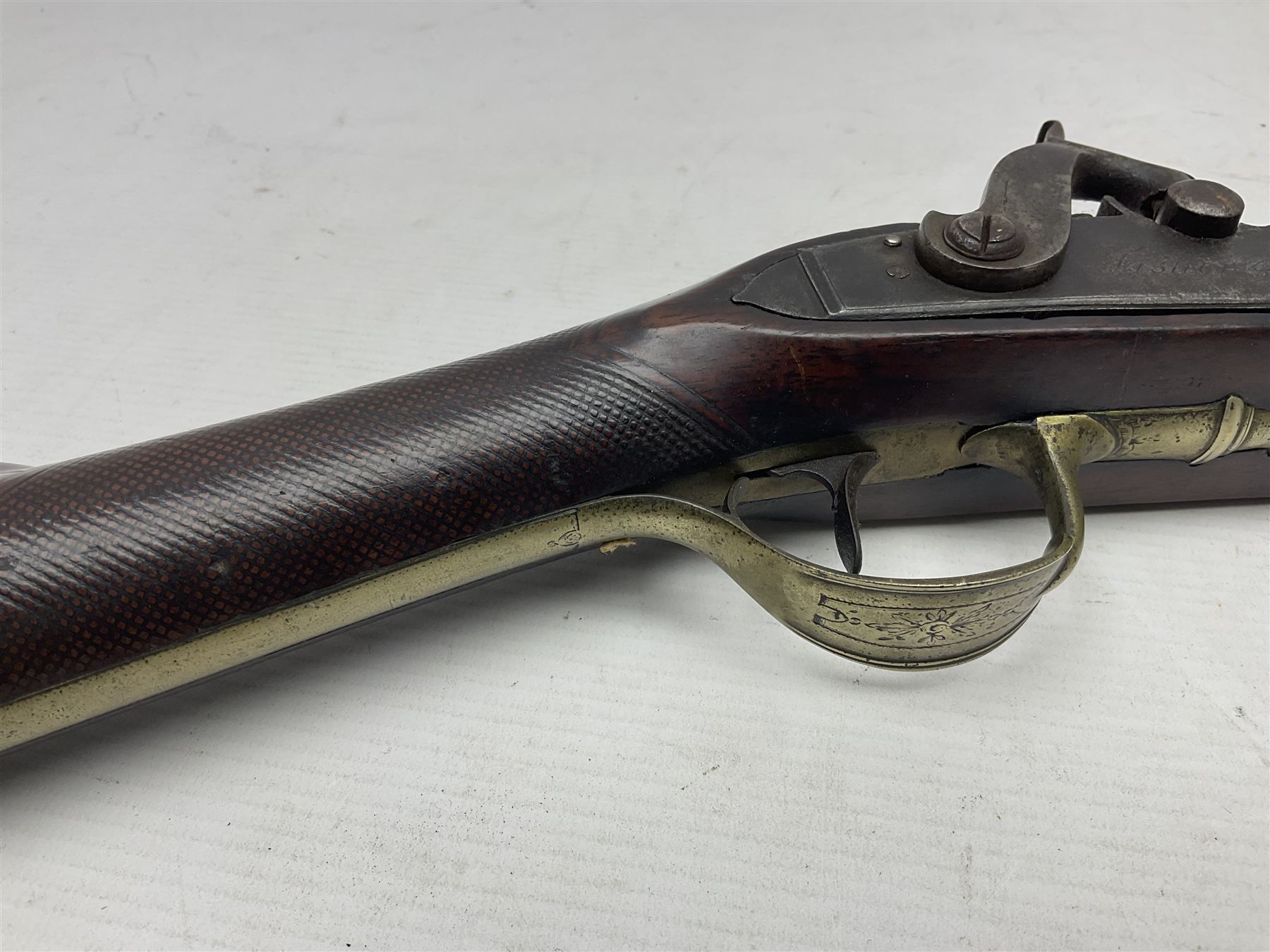 Early 19th century 20-bore flintlock converted to percussion fowling piece by Fisher, the 96.5cm(38