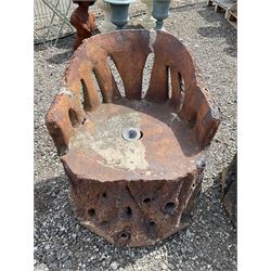 Pair of cast composite, log effect garden grotto chairs - THIS LOT IS TO BE COLLECTED BY APPOINTMENT FROM DUGGLEBY STORAGE, GREAT HILL, EASTFIELD, SCARBOROUGH, YO11 3TX