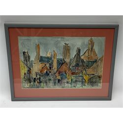 Attrib. Ken Spooner (British b.1942): Cornish Houses, mixed media unsigned 30cm x 46cm