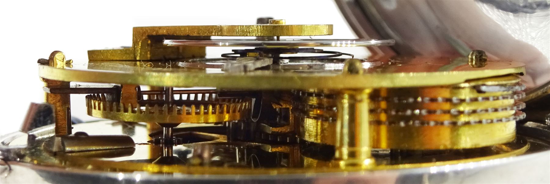 George III silver pair cased verge fusee doctors pocket watch by Charles Vincent, London, No. 393, round pillars, engraved balance cock decorated with a mask, stop/work lever, two intersecting dials with Arabic numerals, case makers mark I C, London 1802