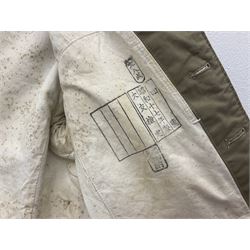 Japanese Type 38 winter tunic, the lining stamped with various Japanese character marks