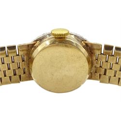 Bueche Girod 9ct gold ladies manual wind bracelet wristwatch, with diamond set bezel, London 1968