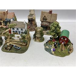 Sixteen Lilliput Lanes, to include The Golden Jubilee, Round Tower - Windsor Castle, Castle of the Golden Chalice, Travellers Rest, with box and deed,  Summer Days, Sunshine Creek, Writing with Lewis Carol, with box and deed,  etc 