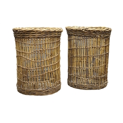  Pair of tall cylindrical Country House fireside baskets, H60cm, D46cm (2)   