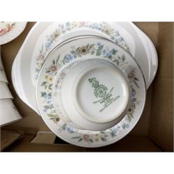 Coalport 'Tintern' pattern coffee service for six, Royal Stafford 'Rochester' teawares, Sutherland China 'Exotic' teawares, Royal Doulton 'Pastorale' cake plate, teacups and saucers etc