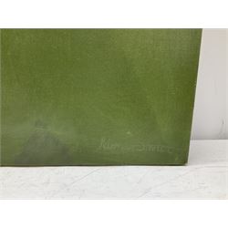 Peter Van Straten (South African 1972-): 'Breast-Stroke' Flying Girl and Terrier, oil on canvas laid on board signed, titled verso 95cm x 139cm (unframed)
Provenance: with Knysa Fine Art, 8 Grey St., Knysa, South Africa, label verso