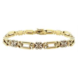 9ct white and yellow gold link bracelet, hallmarked, approx 11.7gm