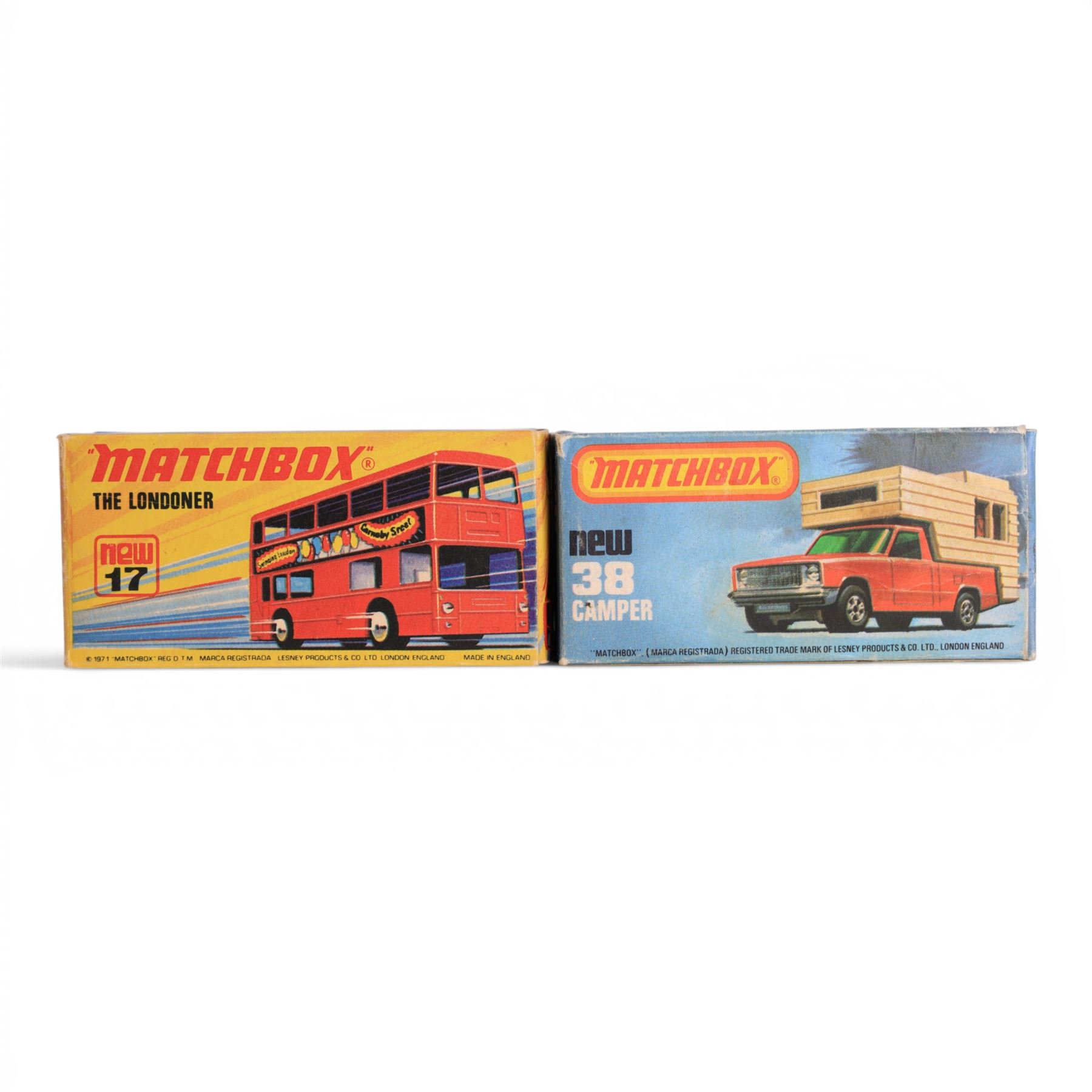 Eight diecast model cars, comprising Corgi Toys no. 233 Heinkel Economy Car with orange body, two Matchbox Superfast examples no. 56 BMC 1800 Pininfarina and no. 68 Porsche 910m two Matchbox Series Moko Lesney examples no. 54 and no. 73 and three Matchbox examples no. 27 Mercedes Benz 230SL, no. 38 Camper and no. 17 The Londoner, all boxed
