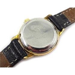 Omega ladies automatic gold-plated wristwatch with Omega leather strap and buckle