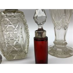 Group of silver mounted glass scent bottles and crested ware, together with a Brierglass lead crystal box with a glass and silver, lid, etc all silver with various hallmarks. 