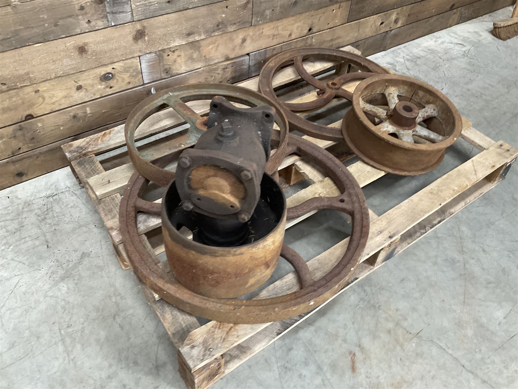 Various cast iron implement wheels