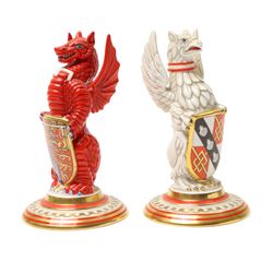 Minton 'The Royal Wedding Heraldic Beasts' pair of limited edition figures for Mulberry Hall  10/250, boxed and with certificate to mark the Royal Wedding 1981