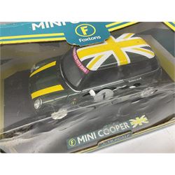 Nine 1:18/1:24 scale die-cast models - two Foxtons Mini Coopers; Road Legends Shelby Cobra; Maisto Mustang Mach III; and five by Bburago including Porsche 356B Cabriolet 1961, Chevrolet Corvette Convertible 1998 etc; all boxed (9)