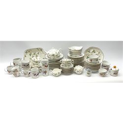 Group of Royal Worcester Evesham pattern tea and dinner wares, to include mugs, tea cups, dinner plates, milk jugs, etc., together with a group of Wedgwood Wild Strawberry pattern tea wares, to include teapot, six teacups and six saucers, etc. 
