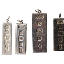 Eight silver ingots, all hallmarked