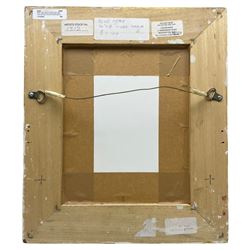 William Selby (Northern British 1933-): 'Blue Pear', mixed media on board signed, titled verso with artist's Brixham address label and Artist's Stock No.1312, 23cm x 18cm