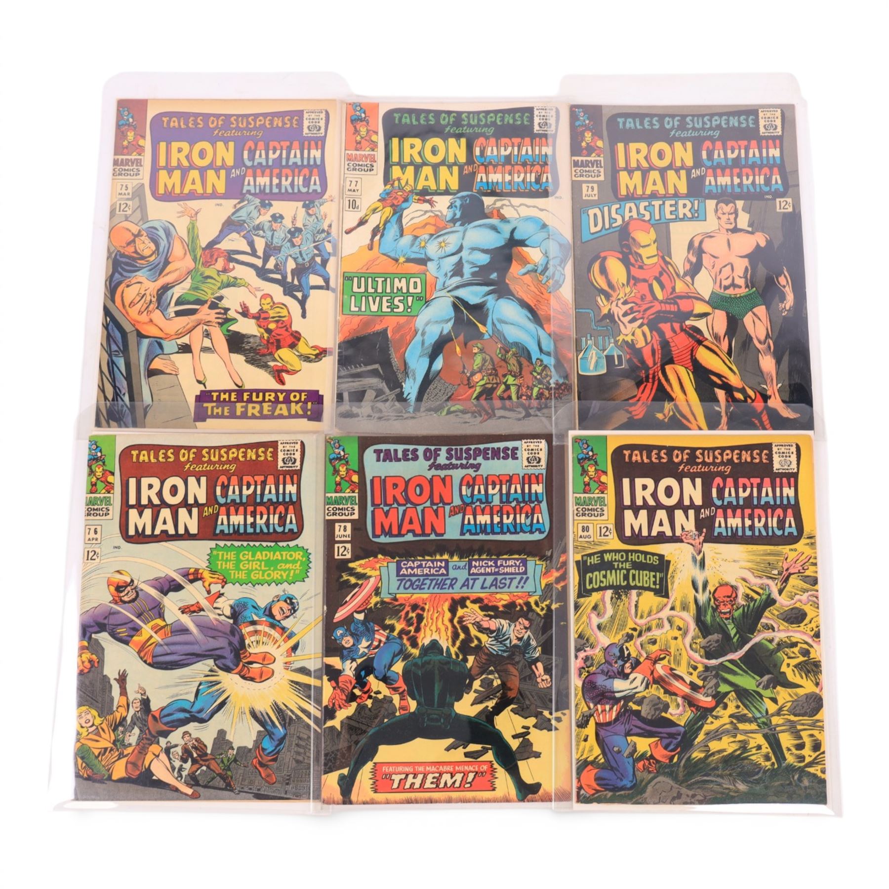 Sixty-two Marvel Silver Age 'Tales of Suspense' comic books, featuring Iron Man and Captain America