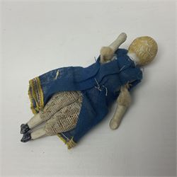 Twelve miniature bisque, bisque headed and wooden dolls to include articulated examples, tallest 12cm 