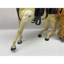 Two pairs of 1970s Lone Ranger and Tonto action figures, probably by Marx Toys; and Gabriel 'Silver' stallion horse; all unboxed (5)