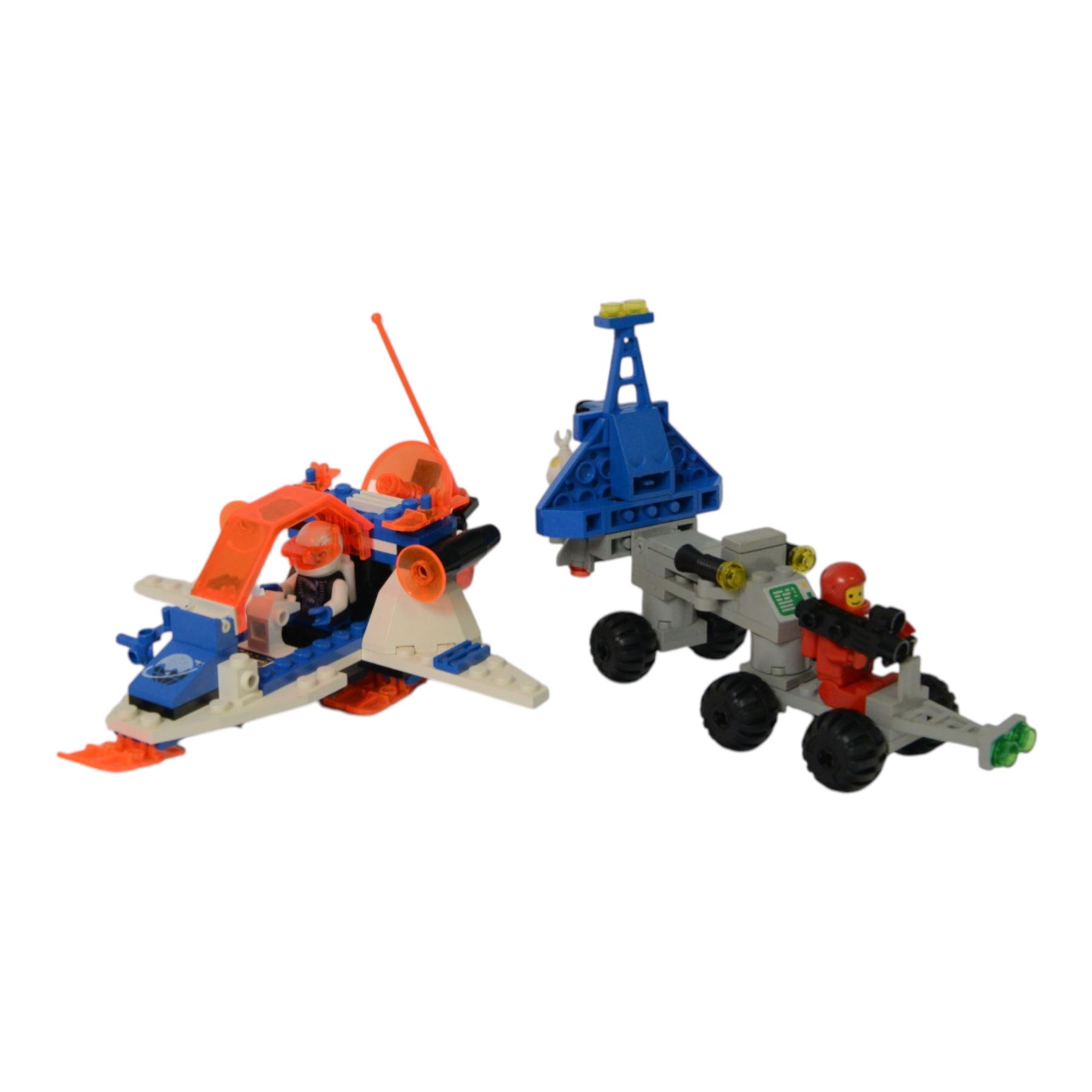 Eleven vintage Lego spaceships, comprising no. 6811 Pulsar Charger, no. 6824 Space Dart, no. 6832 Super Nova II, no. 6846 Tri-Star Voyager, no. 6842 Shuttle Craft, no. 6879 Blizzard Baron, no. 6889 Recon Robot, no. 6848-1 Strategic Pursuer, no. 6803 Space Patrol, no. 6876 Alienator and no. 6871 Star Patrol Launcher, all built with minifigures