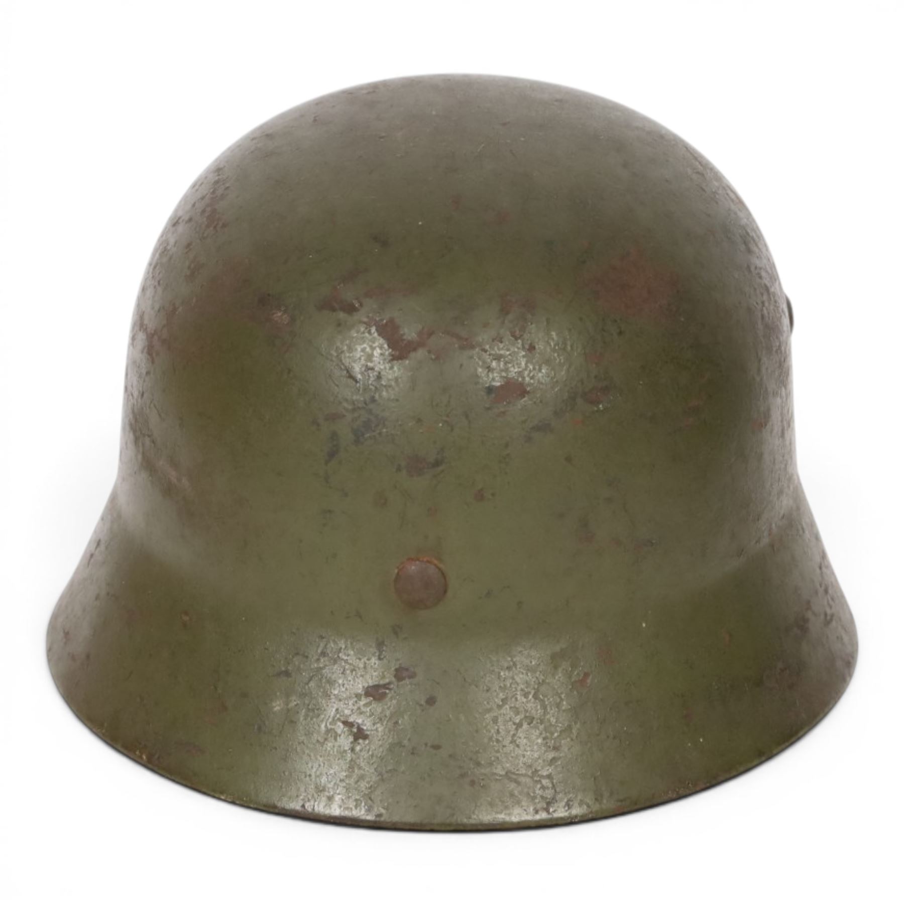 WWII Third Reich German double decals M42 steel combat helmet, with leather liner and chin strap