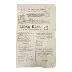 Early 19th century handbill for Malton Races June 1803 'Sagg's only correct and authentic ...