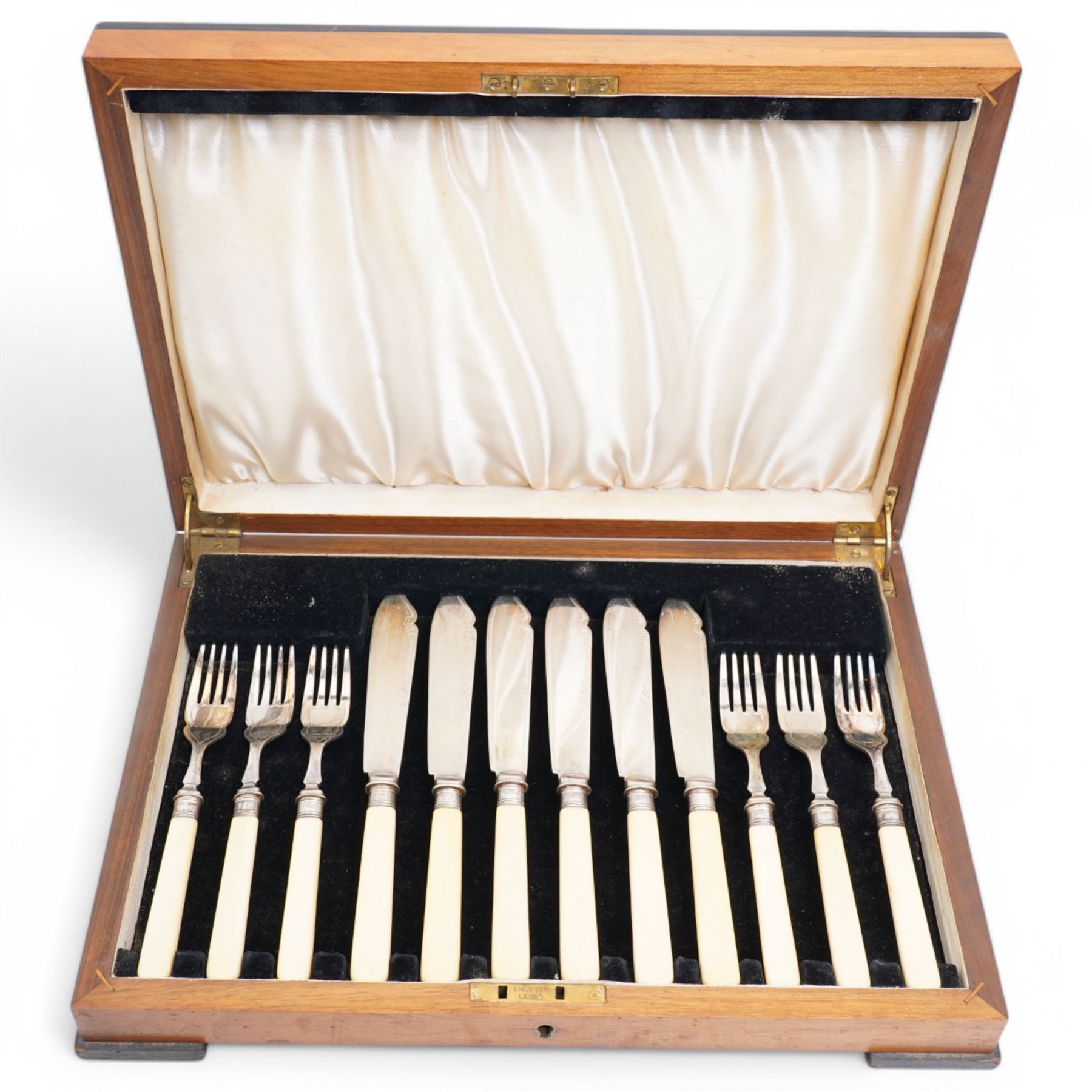 Embossed silver photograph frame, plated frame, set of six plated fish knives and forks etc